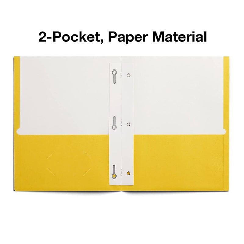 Staples 578554 School Grade 2 Pocket Folder with Fasteners Yellow 25/Box - Image 3